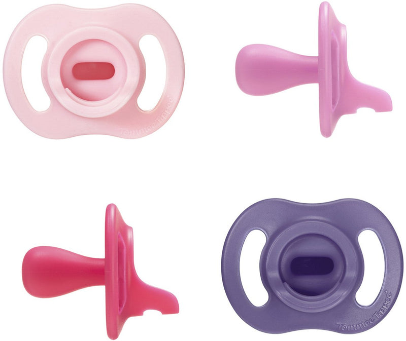 Succhietto Stayput ultraleggero Tommee Tippee - 18-36 mesi - set di 4 - ciuccio in silicone monopezzo - rosa multi