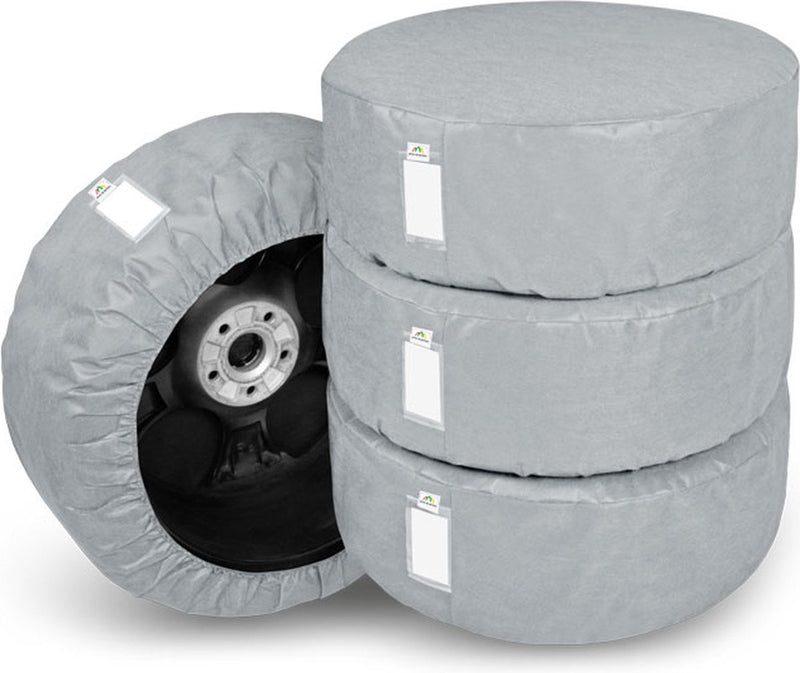 Cono blazusiak guarda neumáticos cubre juego de 4 piezas talla XL - de 17 - 19 pulgadas color gris ideal para cambios invierno/verano