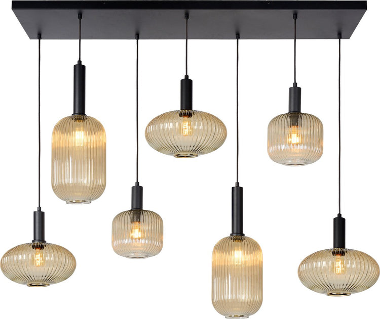 Lucide maloto - hanglamp - 7xe27 - amber