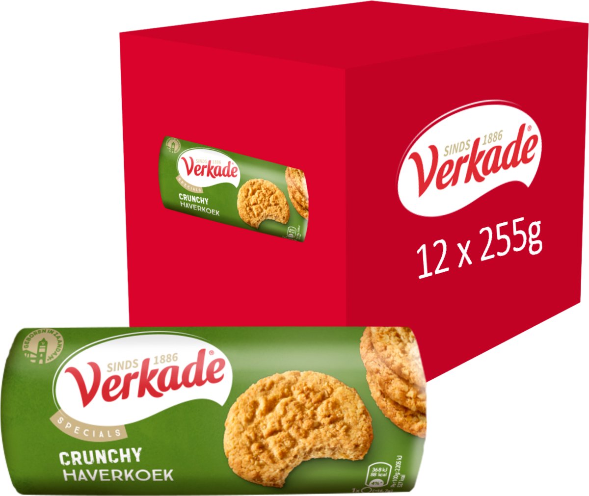Verkade - biscotto - torta d'avena croccante - 12 x 255 grammi