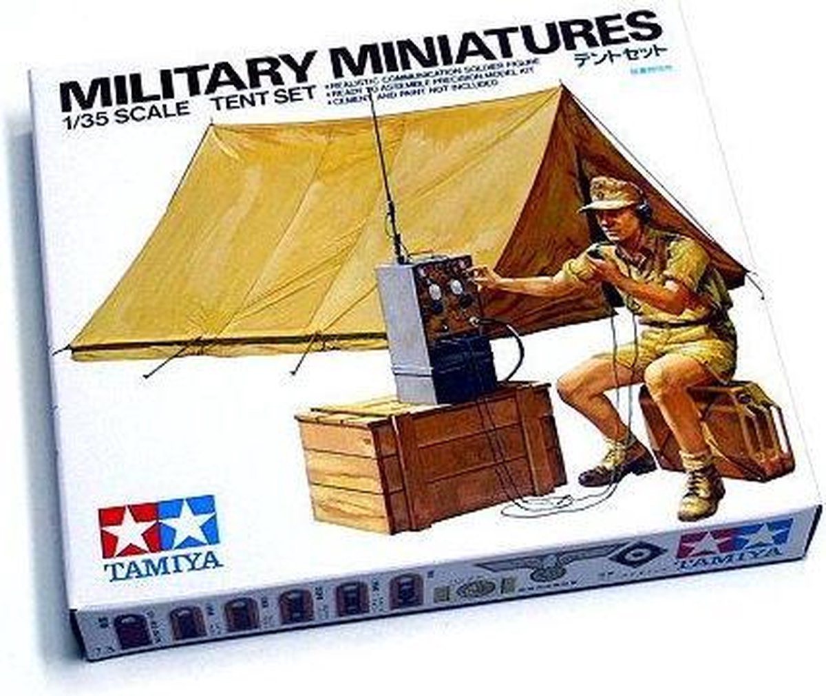 Tamiya modelbouwpakket diorama - 35074 wwii diorama-set tent w radio - 1 figure plastic - 1:35 - modelbouw