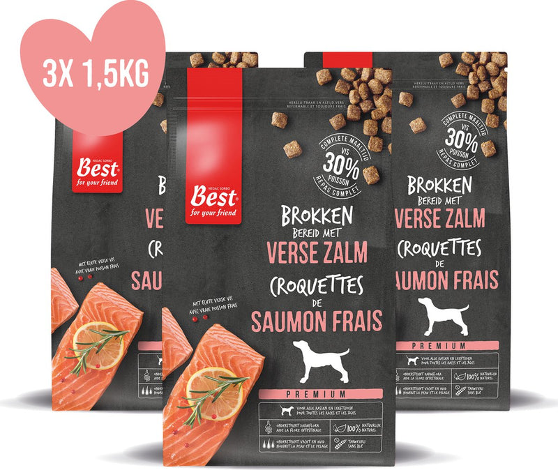 Rosewood best for your Friend by - comida para perros - salmón fresco - sin trigo - 3 bolsas de 1,5 kg