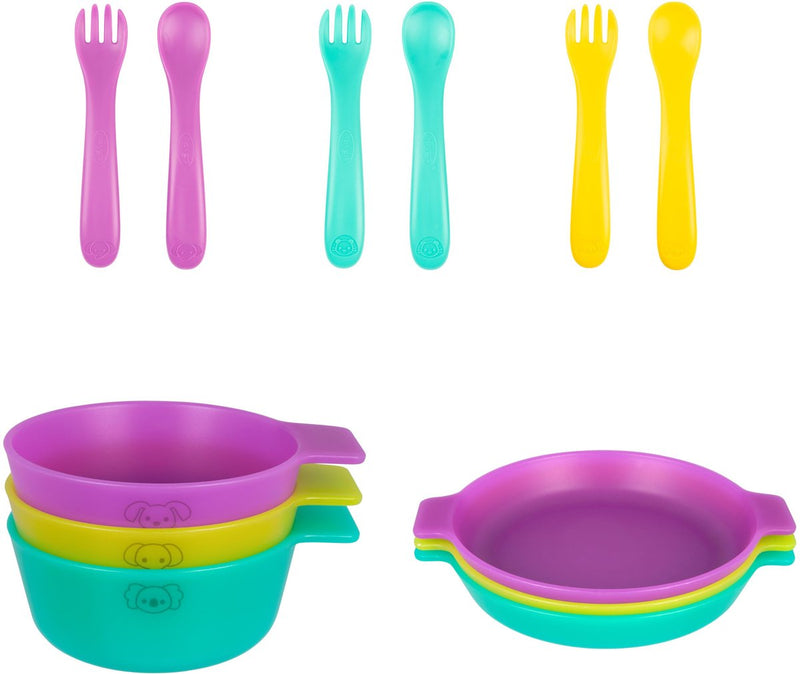 Playgro first fun bowls, plates, fork spoon set (7989356, 7989358, 7989246)