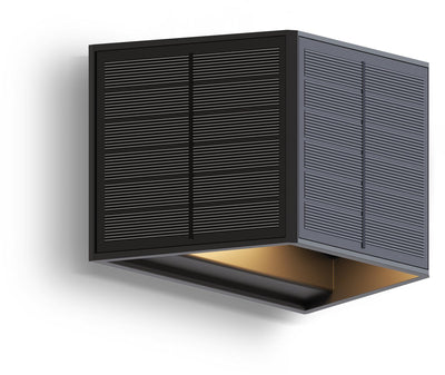 Calex caserta solar wall lamp - up down solar garden lighting - outdoor lamp with motion sensor - warm white light - black