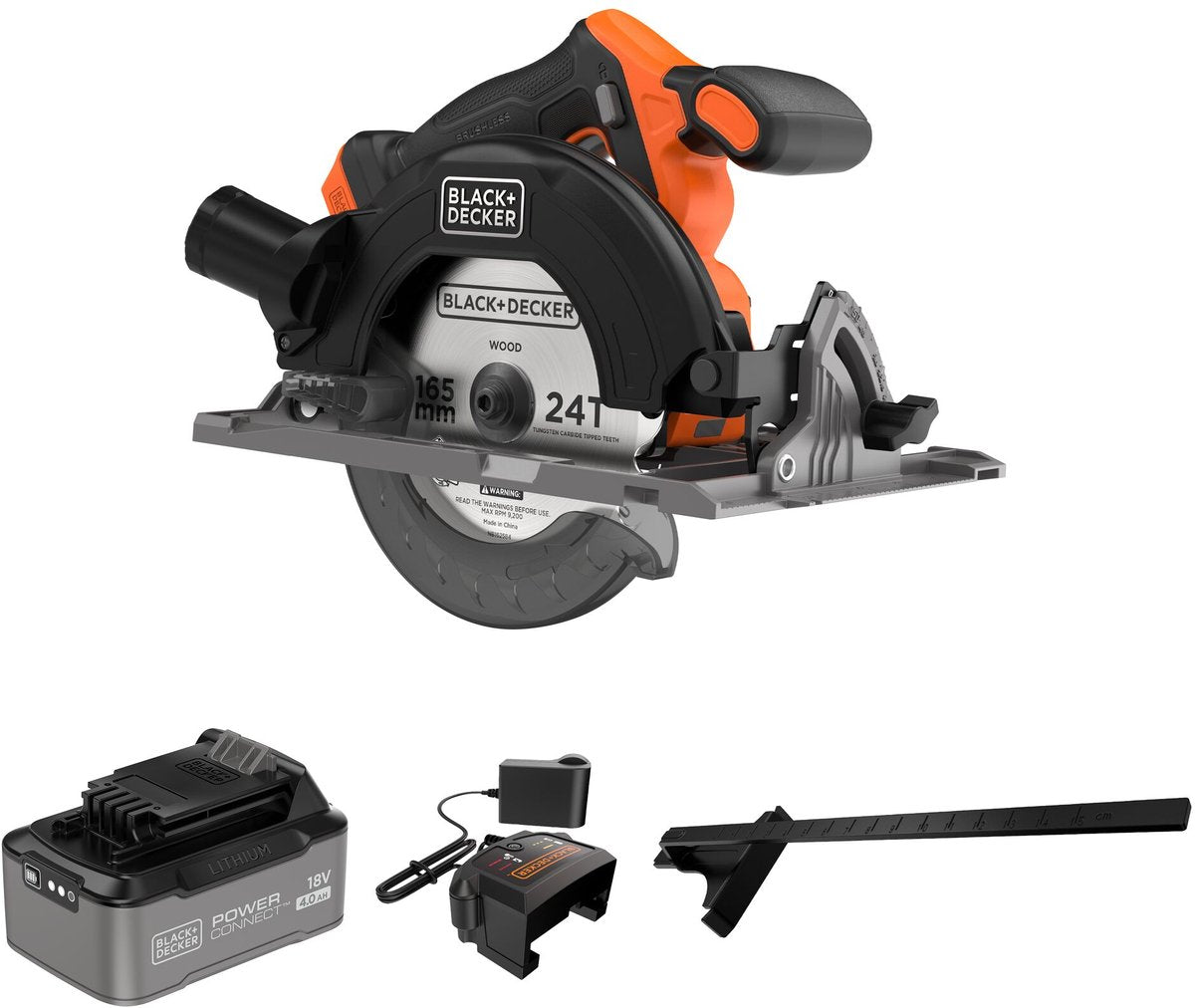 Sega circolare brushless Black+decker 18v 165mm (con batteria 4.0ah e caricabatterie) blccs78m1-qw