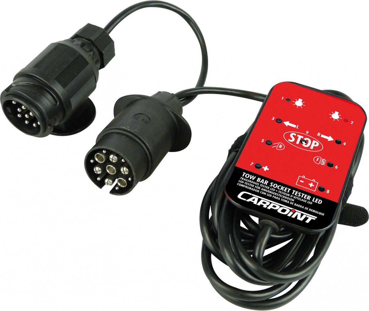 Tester multipresa Carpoint LED - 12 V - cavo 330 cm - diagnosi rapida - per rimorchio auto