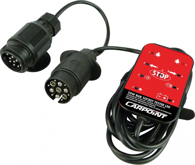 Comprobador de regleta LED Carpoint - 12v - cable de 330 cm - diagnóstico rápido - para remolque de coche