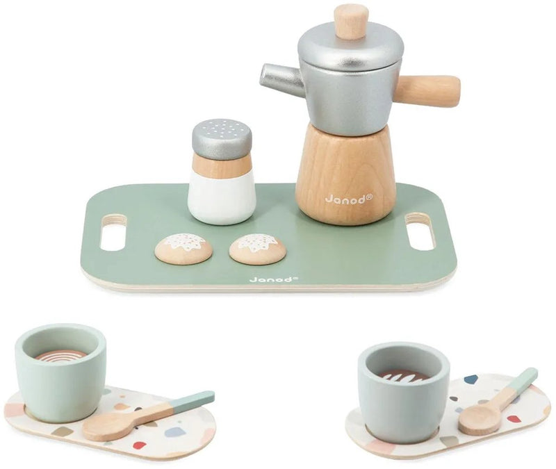 Janod - en la cocina - set de juego de cafetera italiana