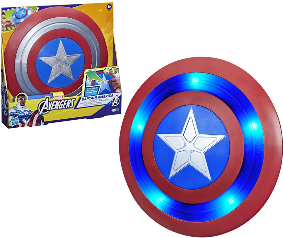 Hasbro marvel avengers capitan america batalla reaccionar escudo