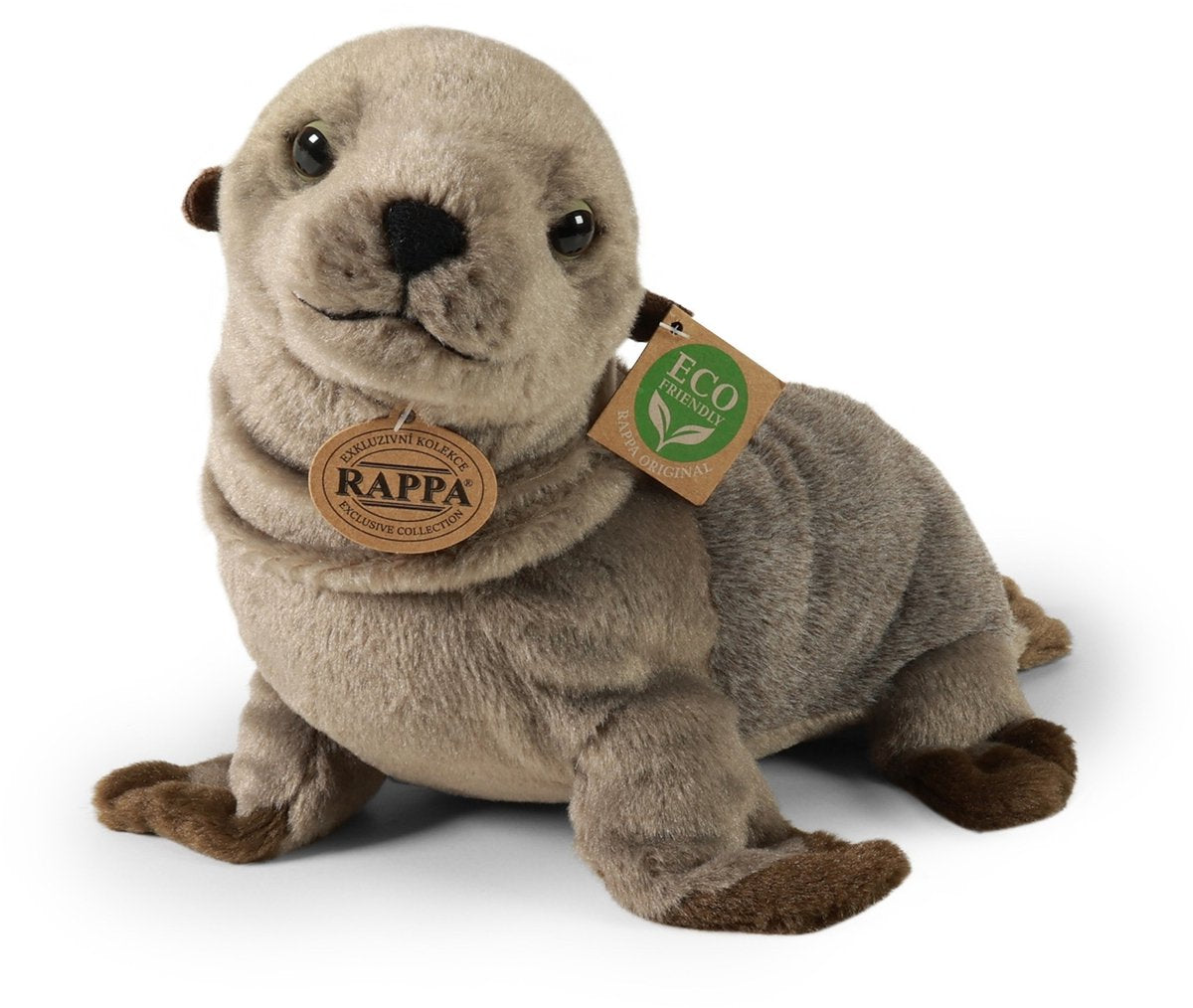 Rappa eco knuffel zeehond 30 cm - realistische knuffel van recyclede pet flessen - grijs