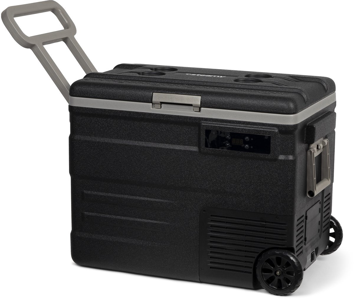 Frigo portatile Steamy -e con compressore elettrico a rulli monozona su ruote - monozona - 55 litri - 12v e 230v - per auto e campeggio - nero