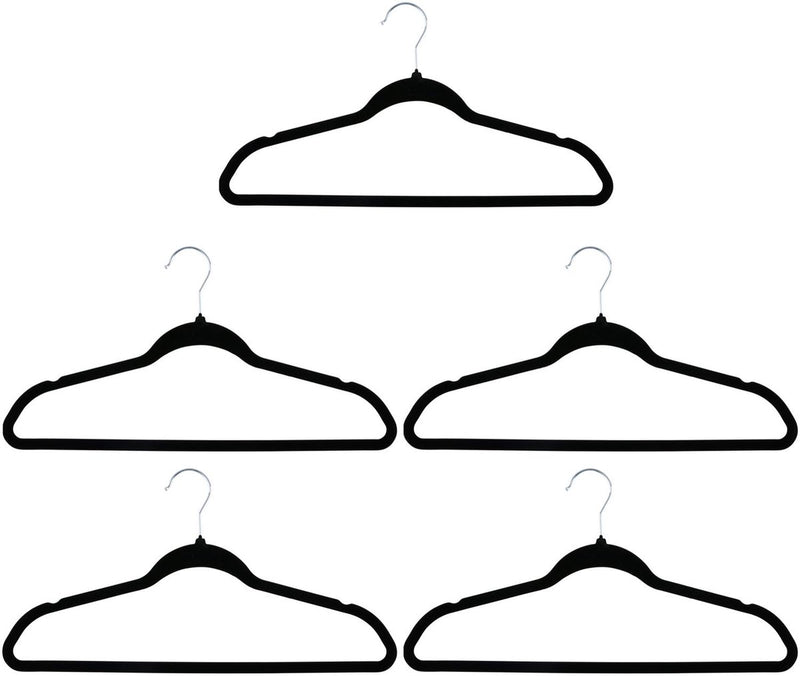 Perchas Alpina 10 piezas - perchas antideslizantes con revestimiento de terciopelo - perchas para pantalones y ropa - perchas con gancho de metal - negro