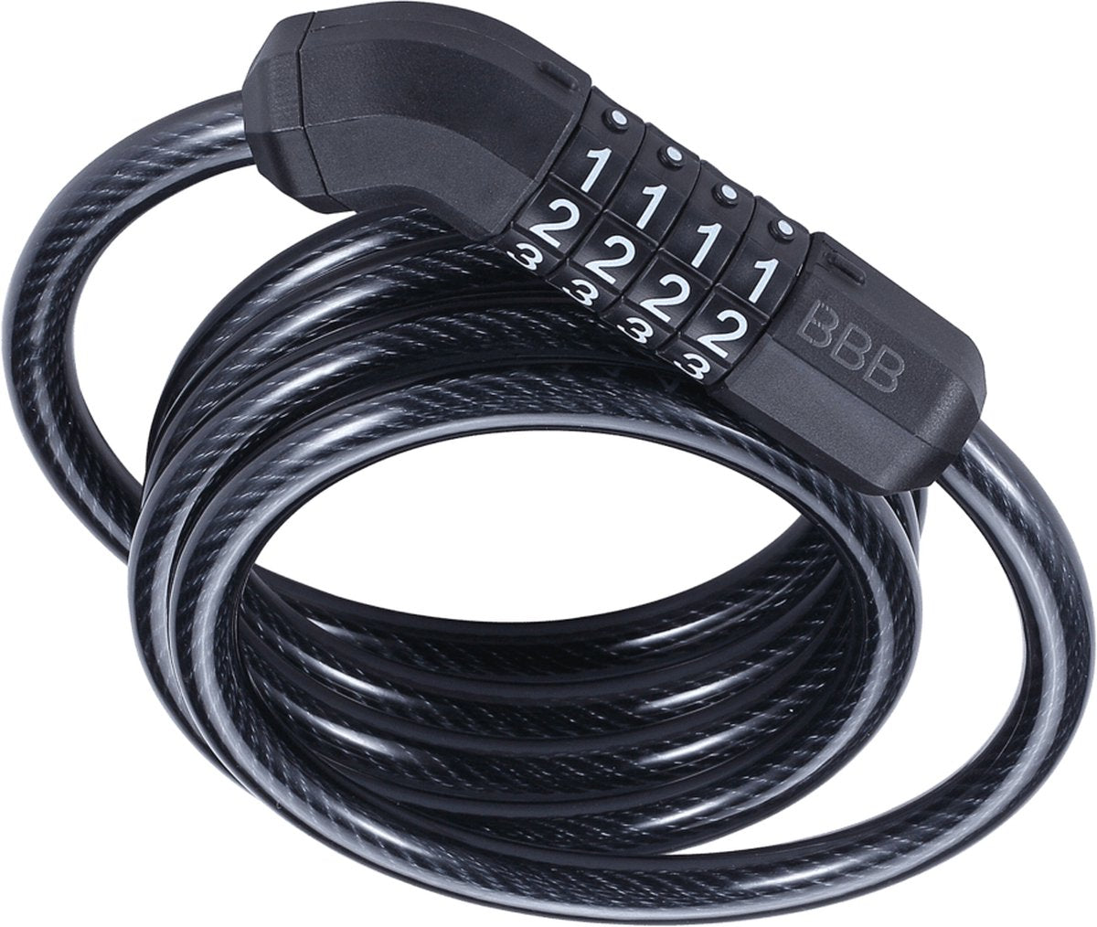 Lucchetto per bicicletta con cavo a bobina Quickcode Bbb - lucchetto con cavo per bicicletta, lucchetto a combinazione - lucchetto a codice - nero - 120 x 0,8 cm - bbl-66