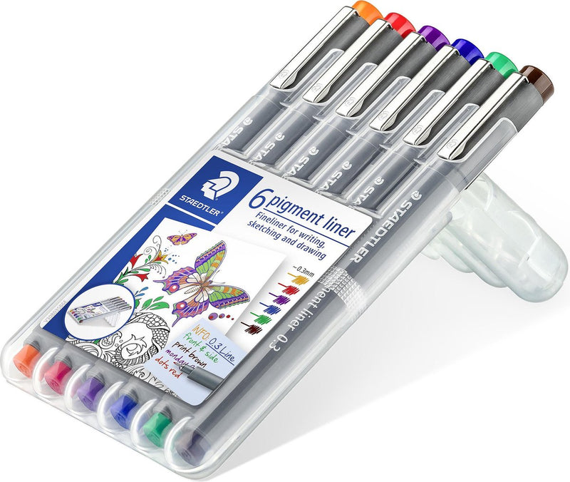 Staedtler - liner pigmentato - scatola 6 colori - 0,3 mm