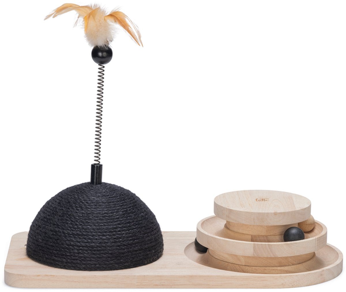 Designed by lotte Tiragraffi e torre da gioco maia - giocattoli per gatti - legno - marrone nero - 50x24,5x38 cm