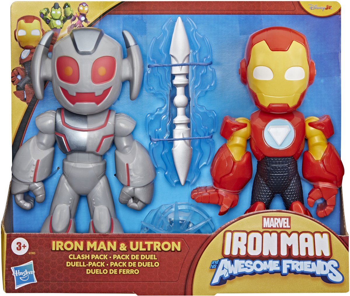 Marvel Iron Man e i suoi fantastici amici action figure superdimensionate di Iron Man e Ultron Clash da 23 cm