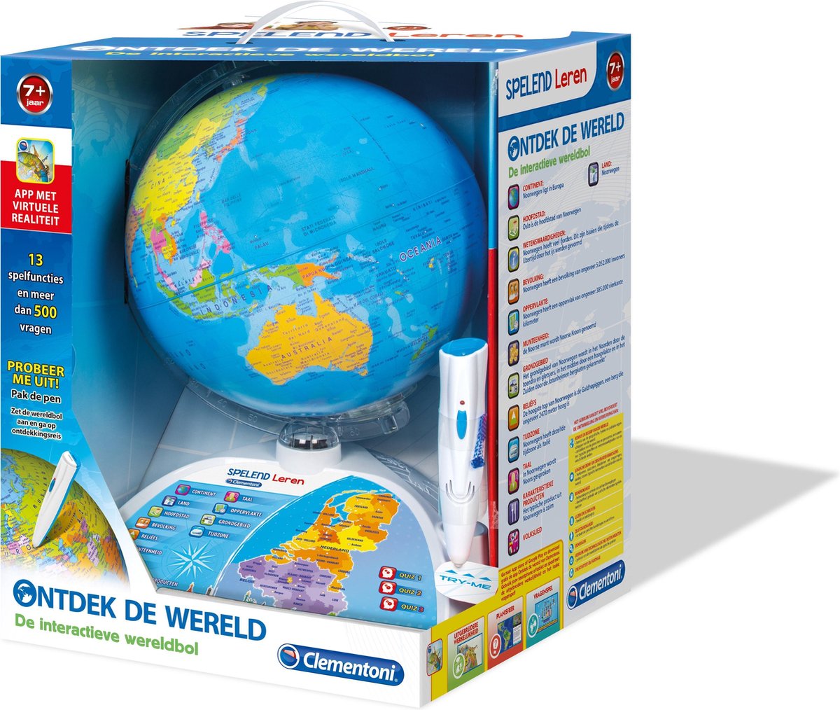 Clementoni spelend leren - ontdek de wereld - interactieve wereldbol - educatief speelgoed - 7+ jaar