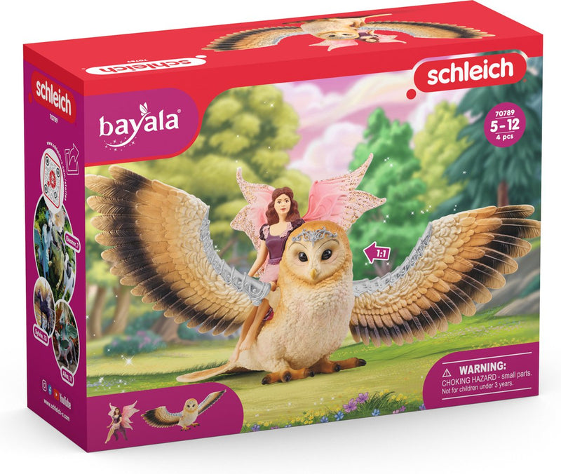 Schleich Bayala - Elfo su gufo scintillante - figura da gioco - giocattoli per bambini e bambine - da 5 a 12 anni - 70789