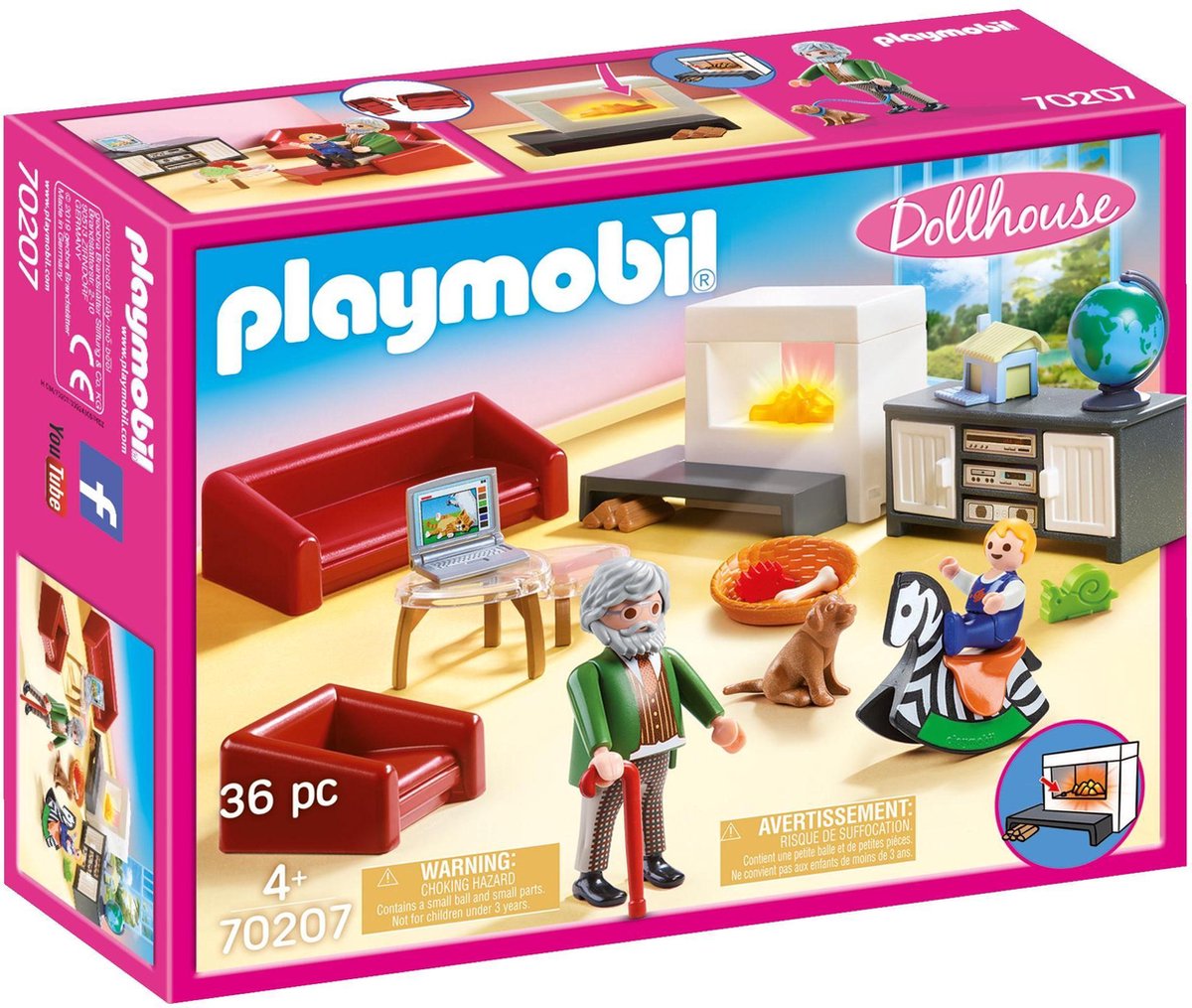 Playmobil Dollhouse living room with fireplace 70207