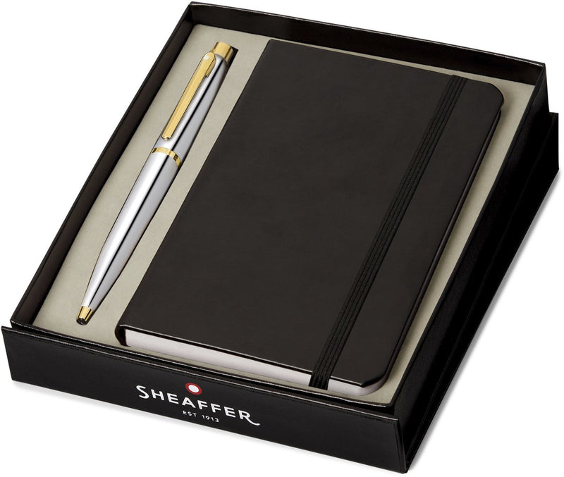 Set regalo penna a sfera Sheaffer vfm g9422 - cromata lucida placcata oro con taccuino A6 - sf-g2942251-4