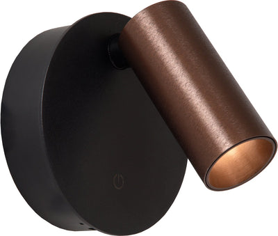 Lucide toni - lámpara de pared con foco de pared recargable - batería - ø 8,1 cm - LED regulable - CCT - 1x2w 2700k 4000k - magnético - café