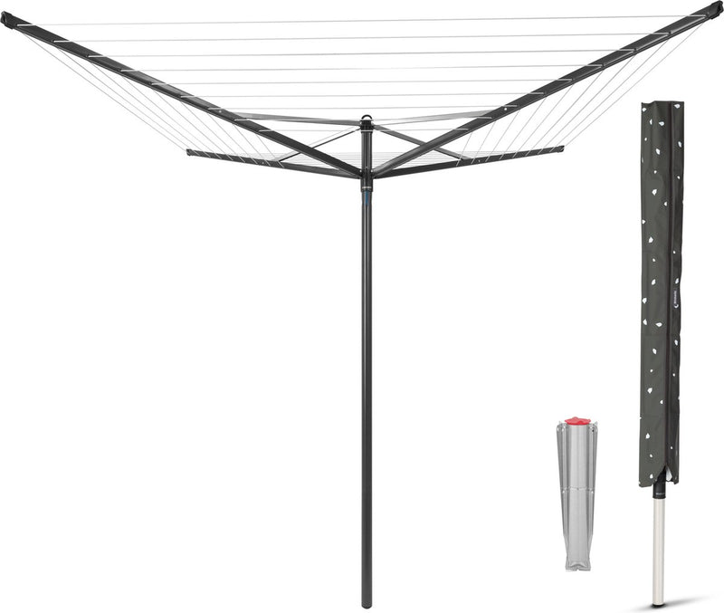 Secador giratorio Brabantia top spinner - 40 m - con anclaje metálico al suelo y funda protectora - antracita