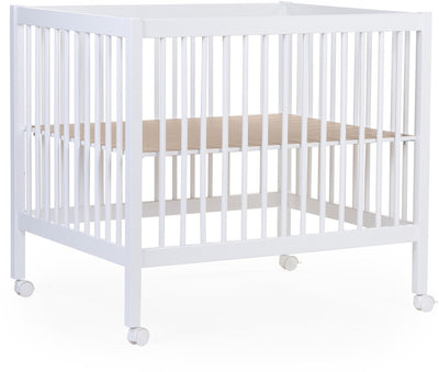 Childhome park 97 - parque infantil con ruedas - regulable en 3 alturas - madera - blanco - 98x78x82 cm