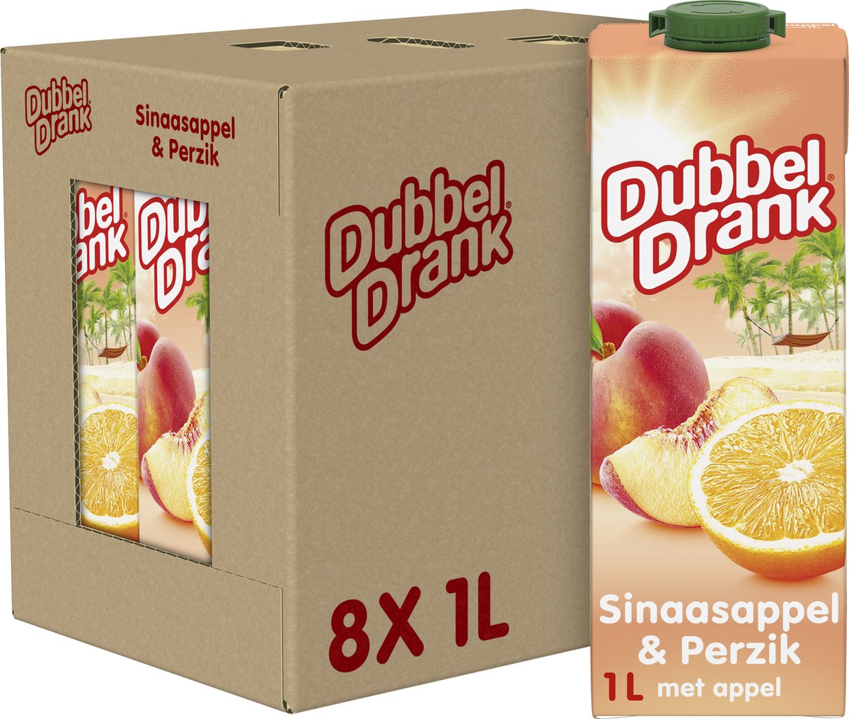 Bebida doble - zumo - naranja melocotón - 8 x 1l