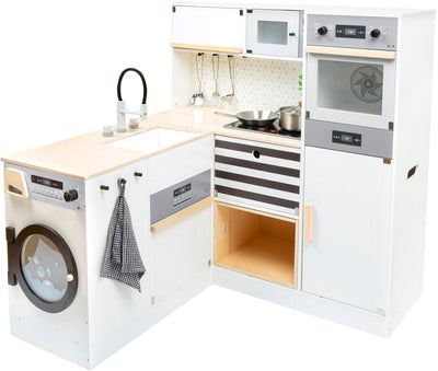 Cucina da gioco modulare in legno piccolo a piede xl bianco, 9dlg.