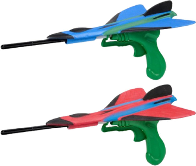 Lanciaaereo Eddy Toys con aeroplano in schiuma - sparatutto per bambini - giocattolo per avviare l'aereo - lanciaaereo per esterni - aeroplani in schiuma - 1 set casuale