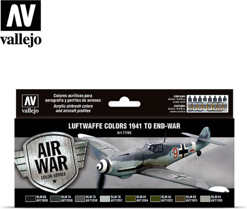 Senza marchio senza marchio vallejo val71166 - modello air - - colori luftwaffe 1941 - 1945 8 x 17 ml