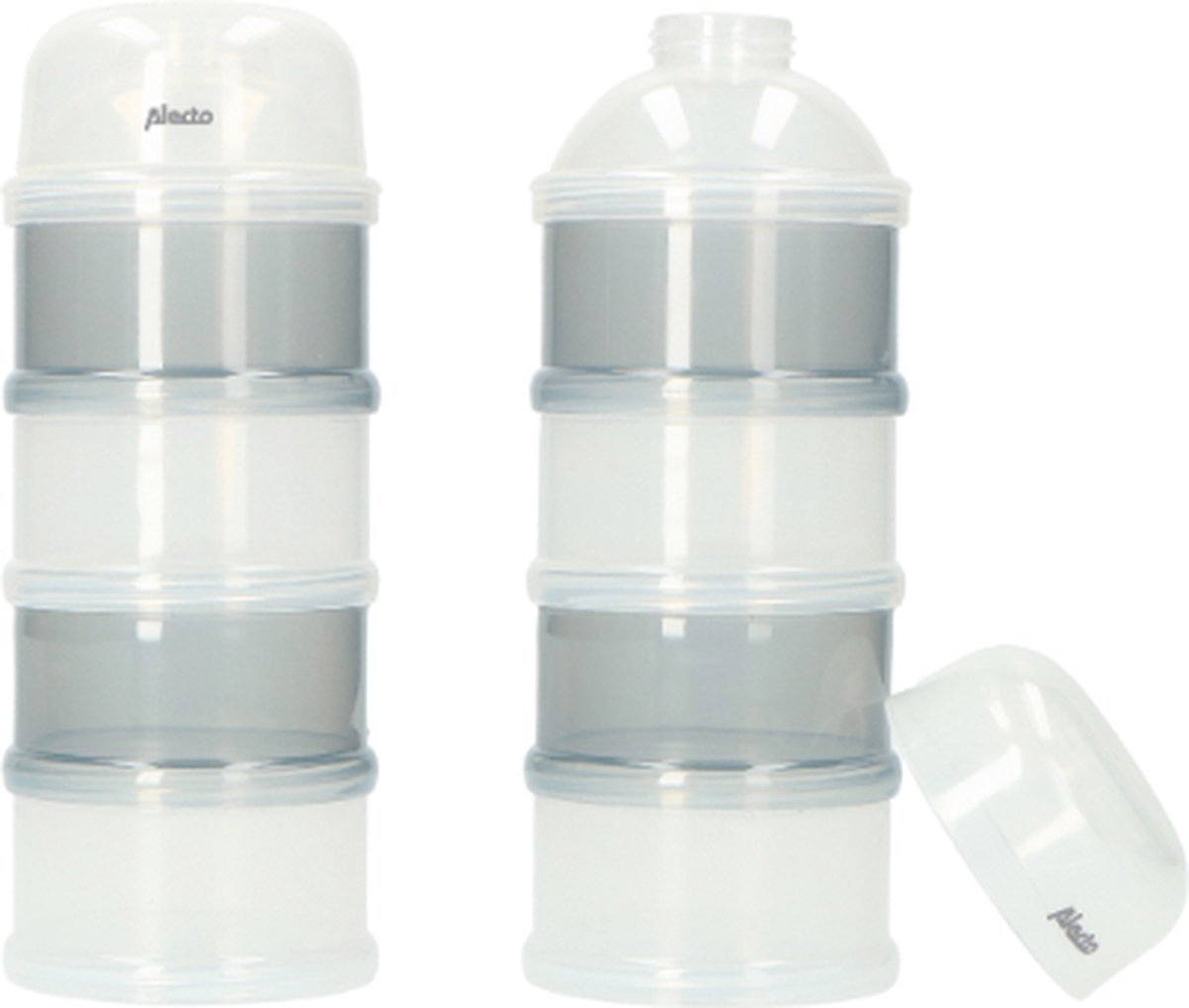 Alecto bf-4 2x - duo packaging milk powder tower - 2x 4 large stackable containers - white gray