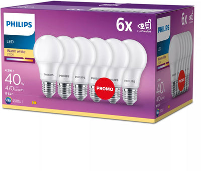 Philips LED energy-efficient lamp matt - 40 w - E27 - warm white light - 6 pieces - save on energy costs