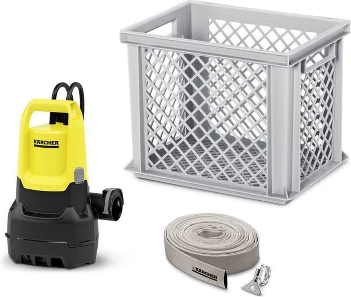 Kärcher sp 16,000 flood box waste water submersible pump - water output 16,000 l h - flat extraction up to 25 mm - grain size max. 20 mm - including box and 10 m hose