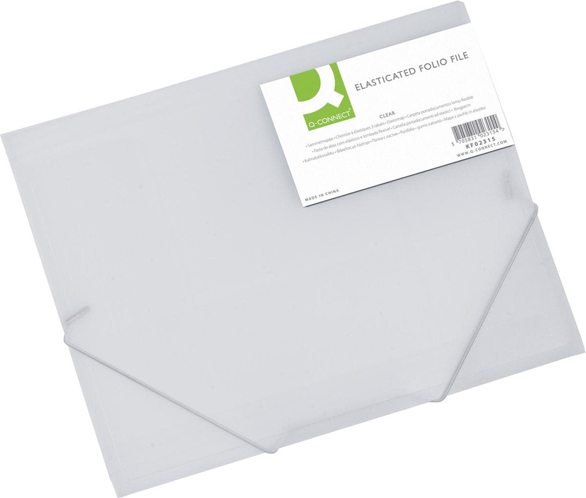 Cartella elasto Q-connect, a4, 3 lembi ed elastici, pp trasparente, trasparente 24 pezzi