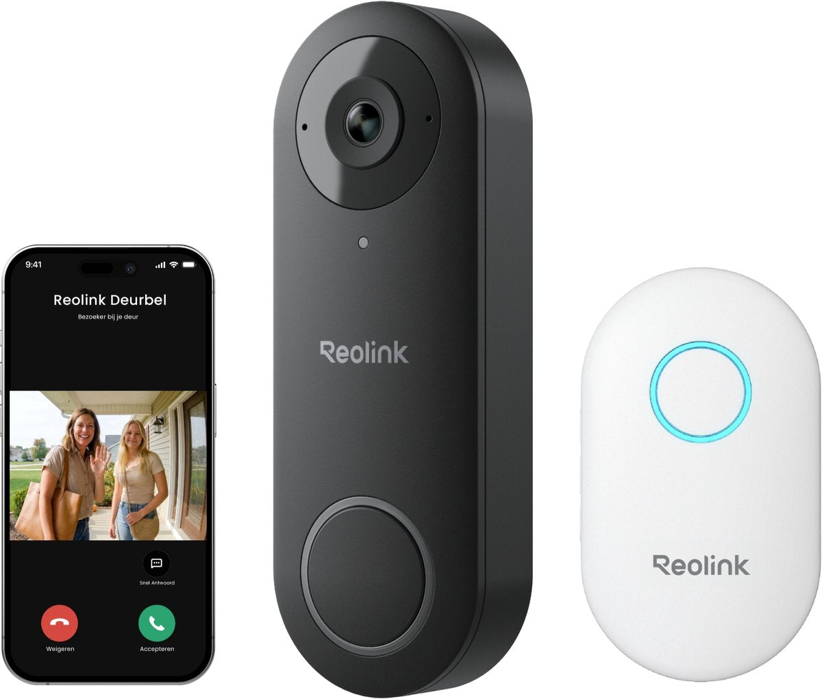 Videocitofono Reolink d340w cablato da esterno - 2K 5MP - widescreen 4:3 - WiFi dual-band - archiviazione locale - audio bidirezionale - rilevamento intelligente - confezione da 1 con cicalino