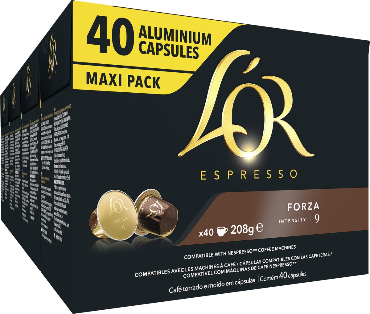 L'or espresso forza koffiecups - intensiteit 9 12 - 4 x 40 capsules
