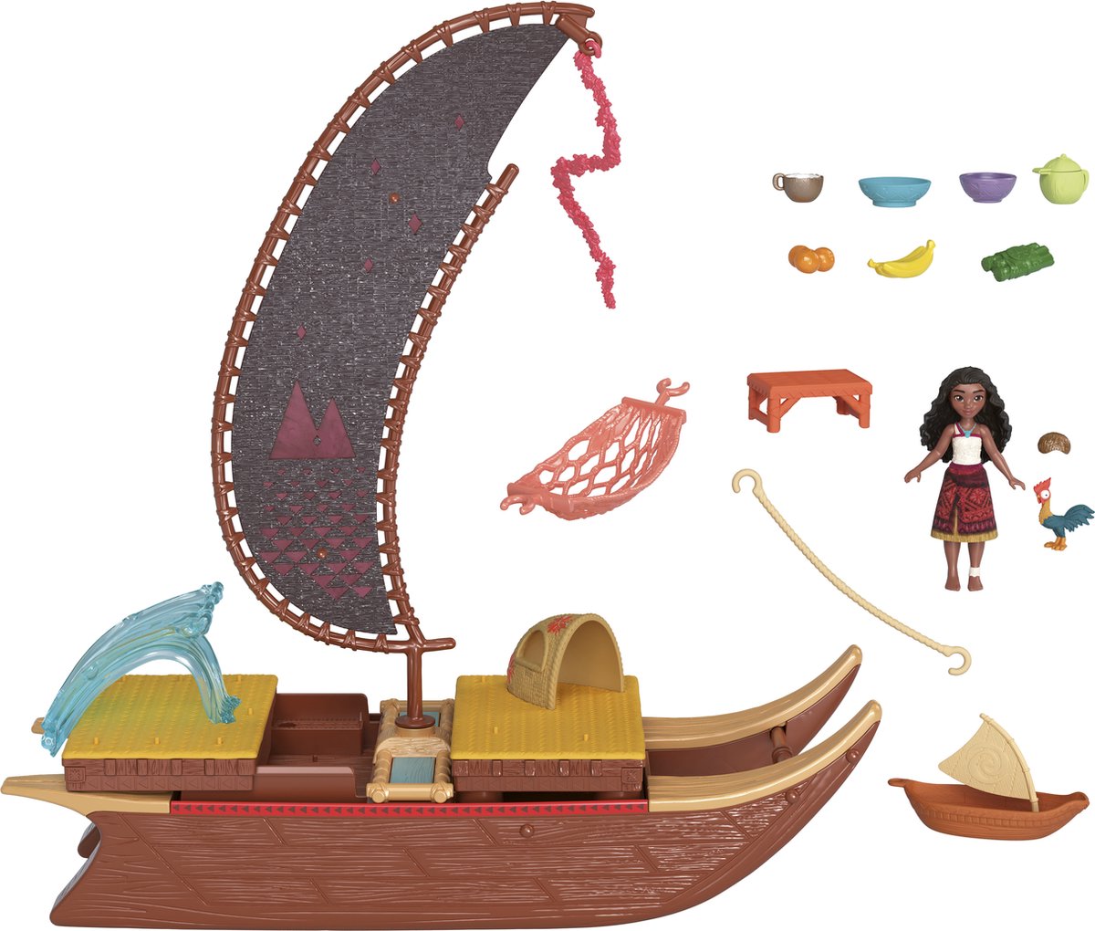 Vaiana Small Doll trasformando la barca