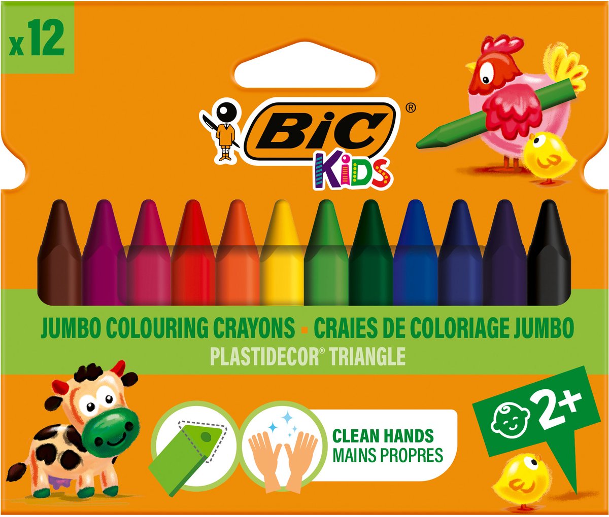 Bic kids plastidecor triangle kleurkrijt, 12st.