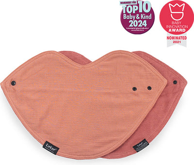 Bavaglino Kipkep 3 in 1 - Terra di Siena - Panno antirigurgito XL, bavaglino e bandana in 1! - 2 pezzi - cotone - doppio strato - rosa - idrofilo, spugna - fazzoletto da collo