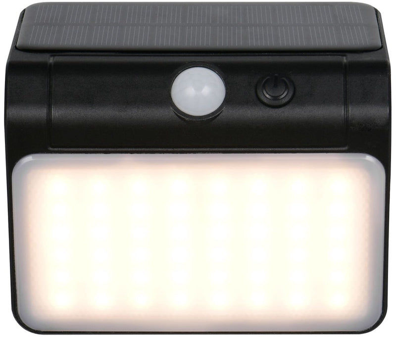 Rl vive tu luz realidad olinda - lámpara de pared - negro - incl. 1x SMD 2,5 W - sensor crepuscular - montaje en pared - recargable - energía solar - 4000k - no regulable - sensor de movimiento y luz de orientación - iluminación exterior - ip44