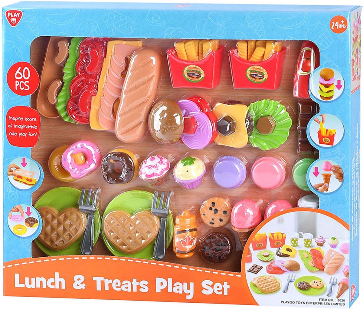 Play Toys Food Lunch and Snacks Play Set, 60dlg.