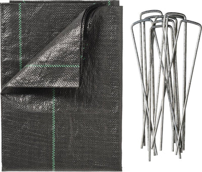 Nature - gronddoek (2 x 5m) met pennen (10 st.) - 100 g m² - zwart - anti-worteldoek