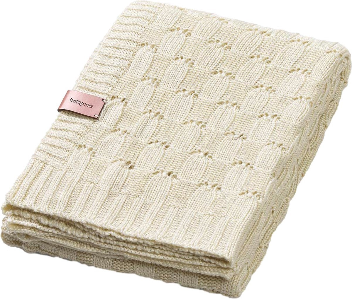 Babyono baby ono bamboo knitted creme 75x100 cm wiegdeken 1479 01