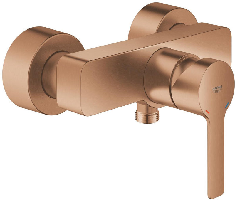 Nuevo grifo mezclador para ducha Grohe Lineare – montaje en pared – Silkmove – acoplamientos en S cubiertos – atardecer cálido cepillado