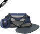 Cama de camping de lujo para bebé Deryan - cama de viaje para bebé con colchón - azul marino