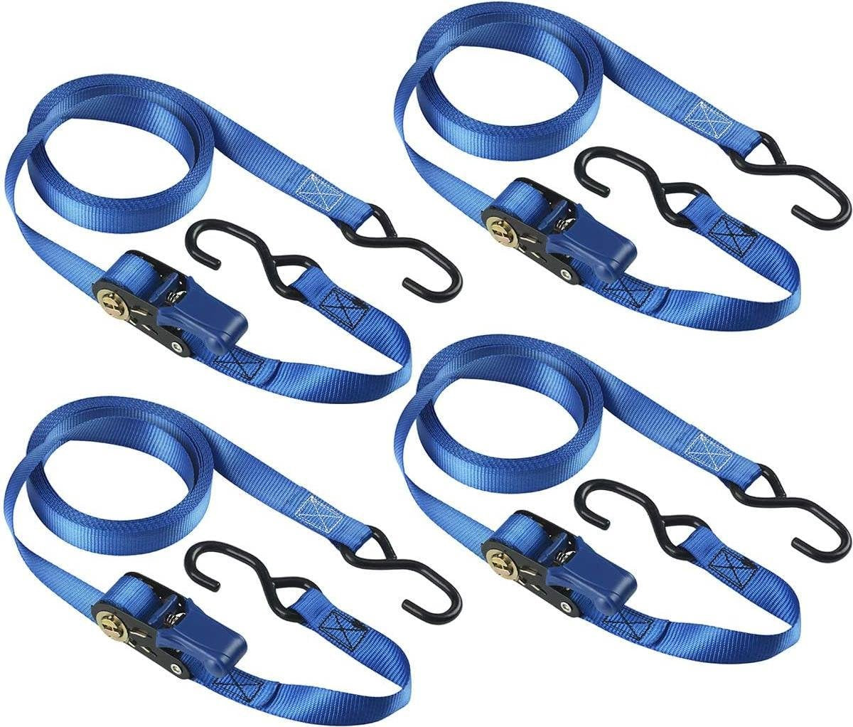 Masterlock tension straps - 5m x 25mm - with ratchet - blue - 4 pieces - 4367eurdat