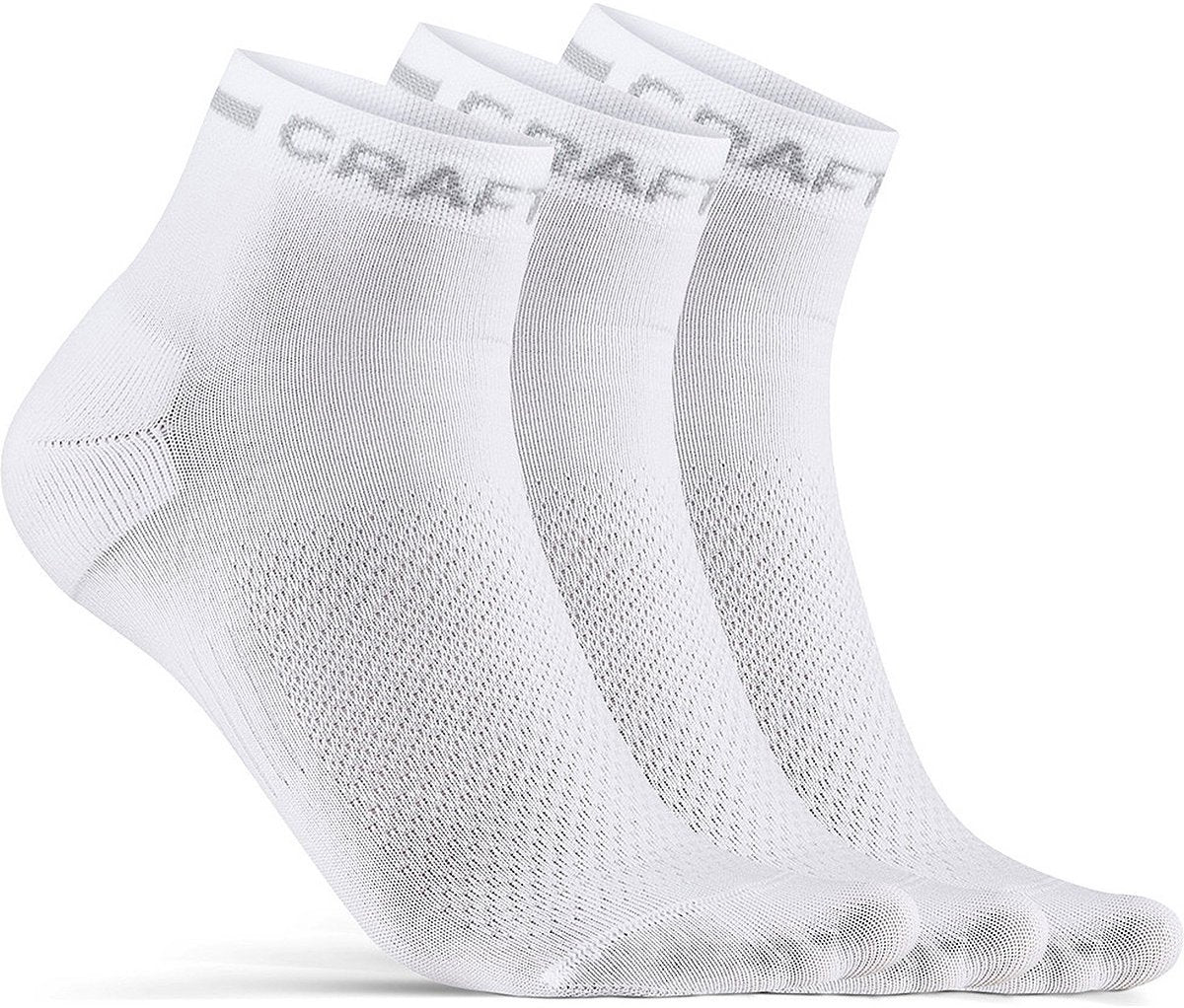 Craft fietssokken zomer unisex wit - core dry mid sock 3-pack white-34 36