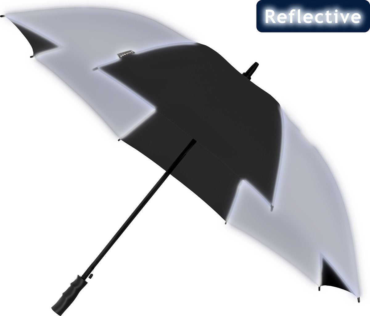 Falcone - reflecterende paraplu - ø 120 cm - golfparaplu - automaat - windproof - zwart zilver