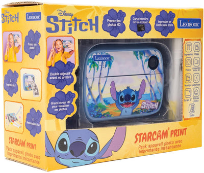 Stampa Lexibook Disney Stitch StarCam®, pacchetto fotocamera con stampante istantanea, scheda SD e kit di personalizzazione foto
